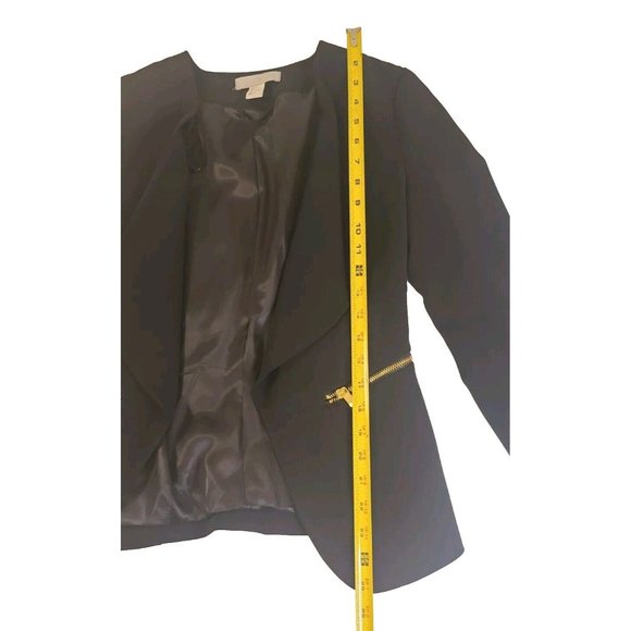 H&M‎ Black Blazer Jacket Gold Zipper Pockets Dress Workwear Size 4 - Picture 7 of 11